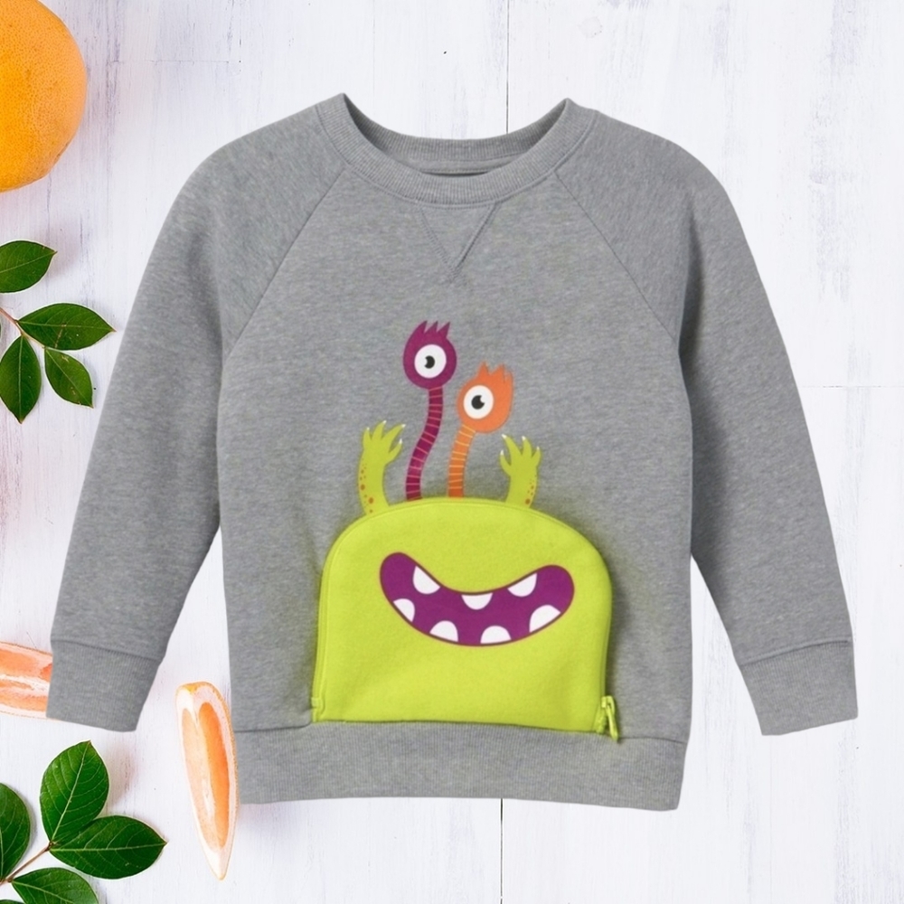 Kids Cat & Jack Monster Candy Mouth Zipper Pocket Sweatshirt